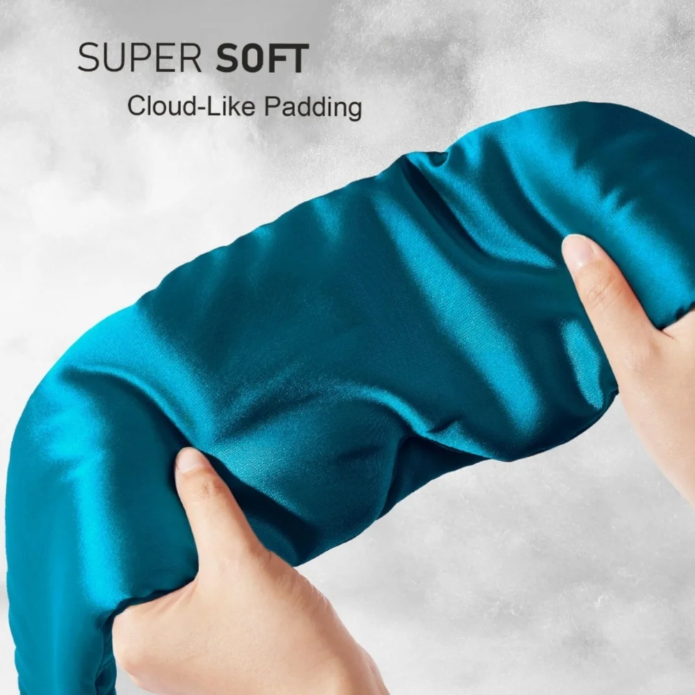 Pure Silk NWT Mulberry Silk Padded Sleep Mask Adjustable Strap In Peacock Blue